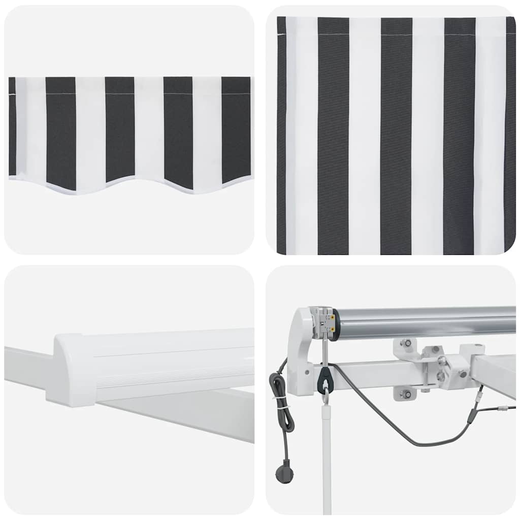 Automatska sklopiva tenda s LED antracit i bijela 600x300 cm