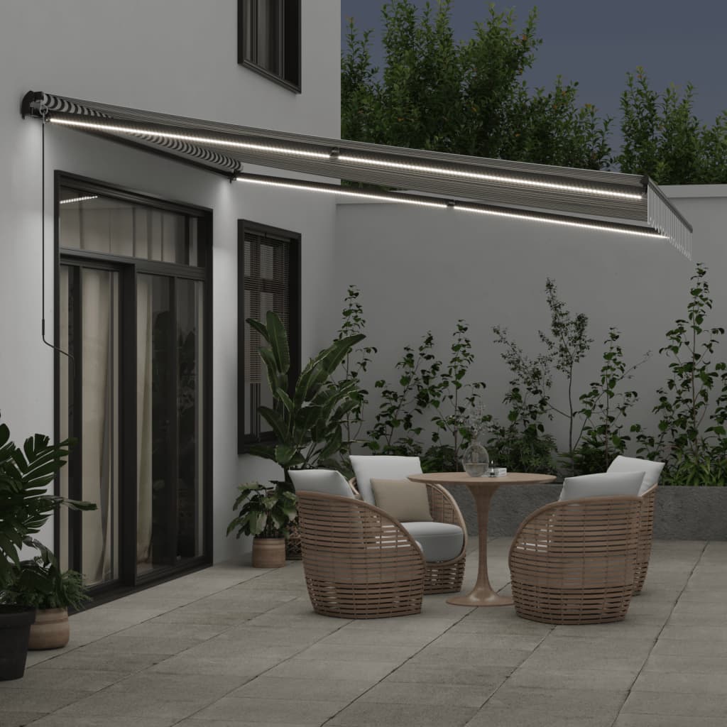 Tenda na ručno uvlačenje s LED antracit i bijela 400x350 cm