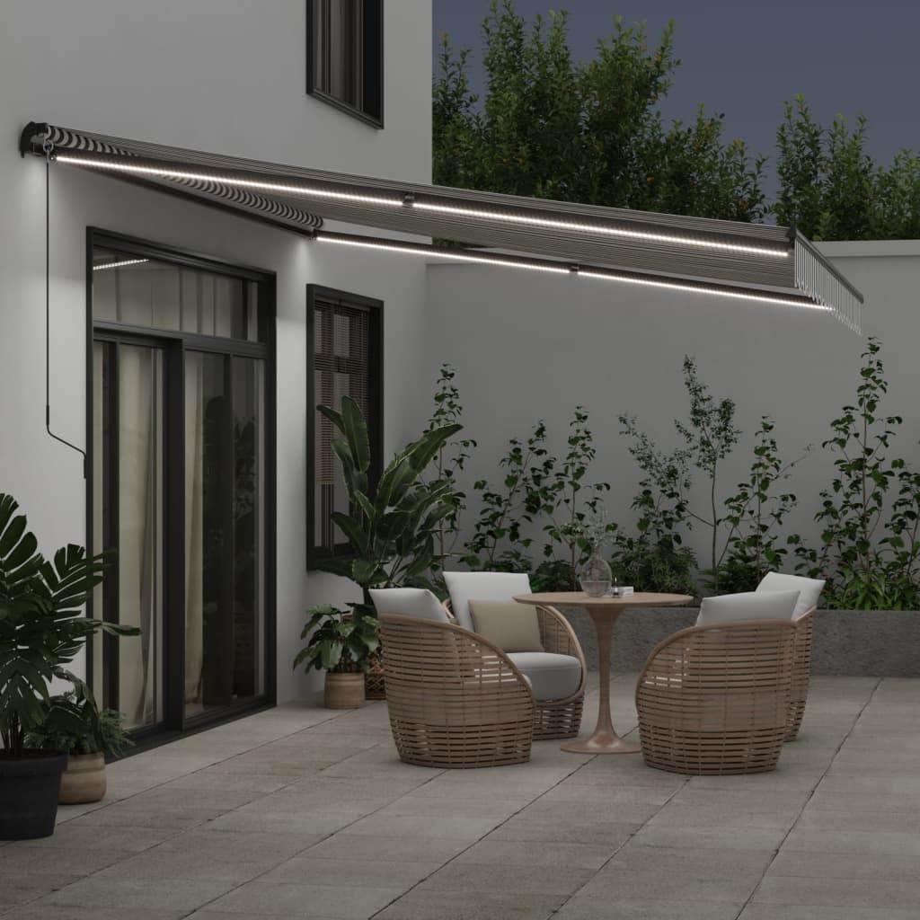 Tenda na ručno uvlačenje s LED antracit i bijela 450 x 350 cm