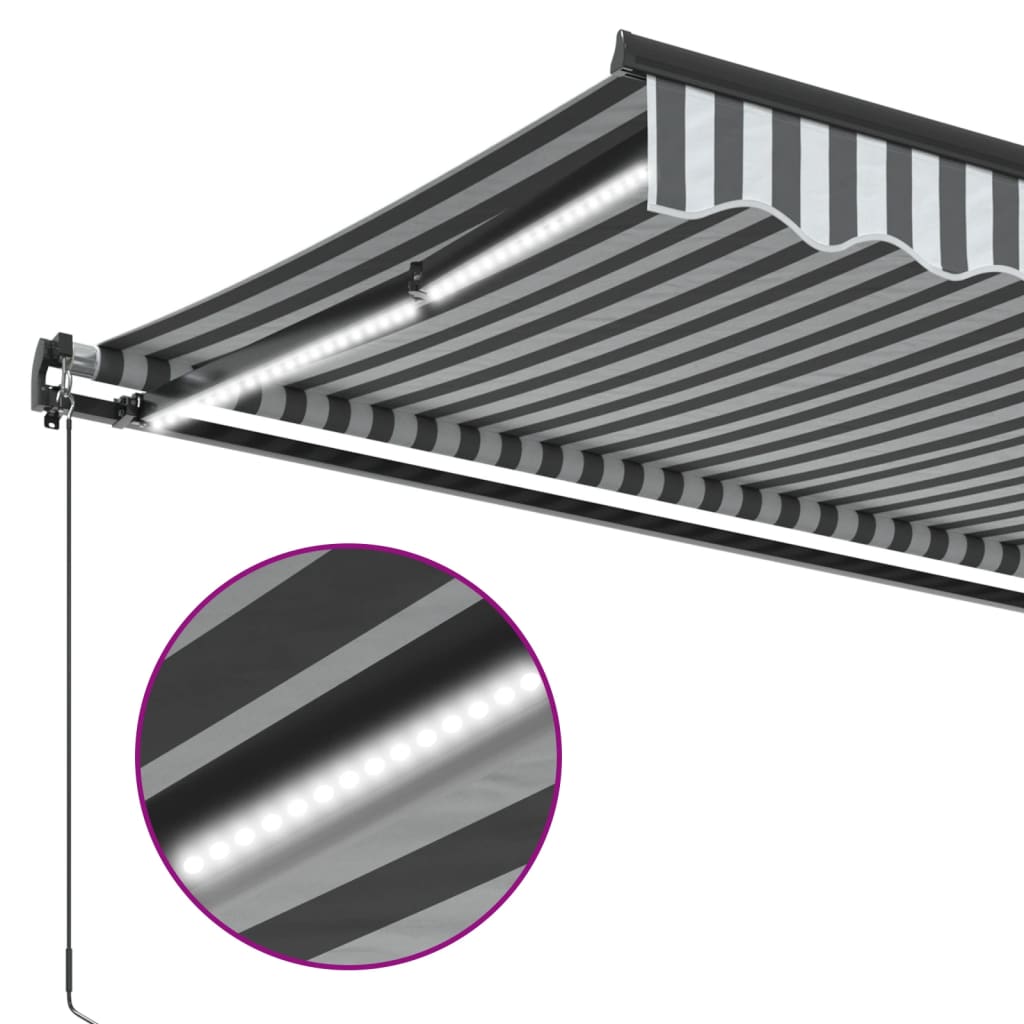 Tenda na ručno uvlačenje s LED antracit i bijela 450 x 350 cm