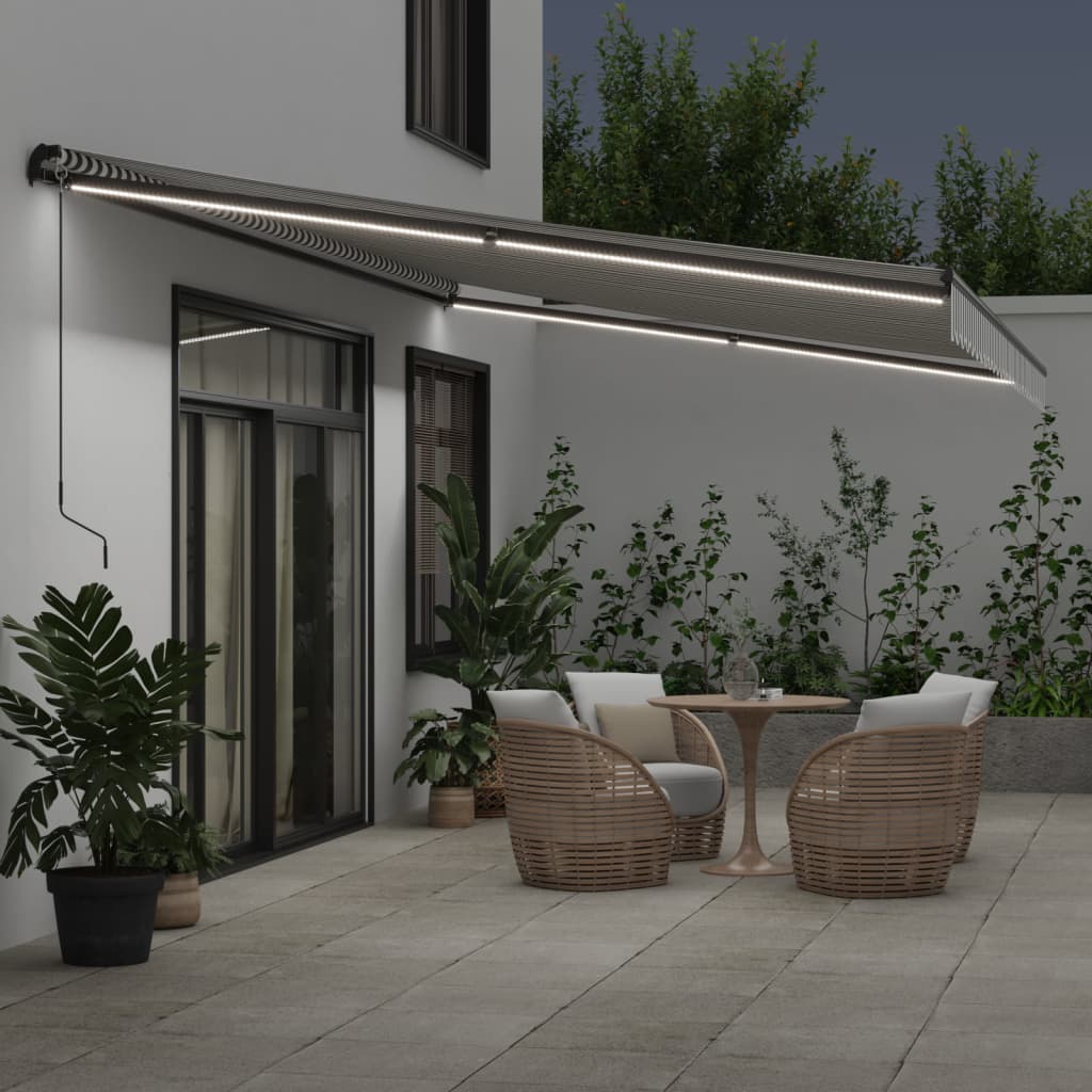 Tenda na ručno uvlačenje s LED antracit i bijela 600 x 350 cm
