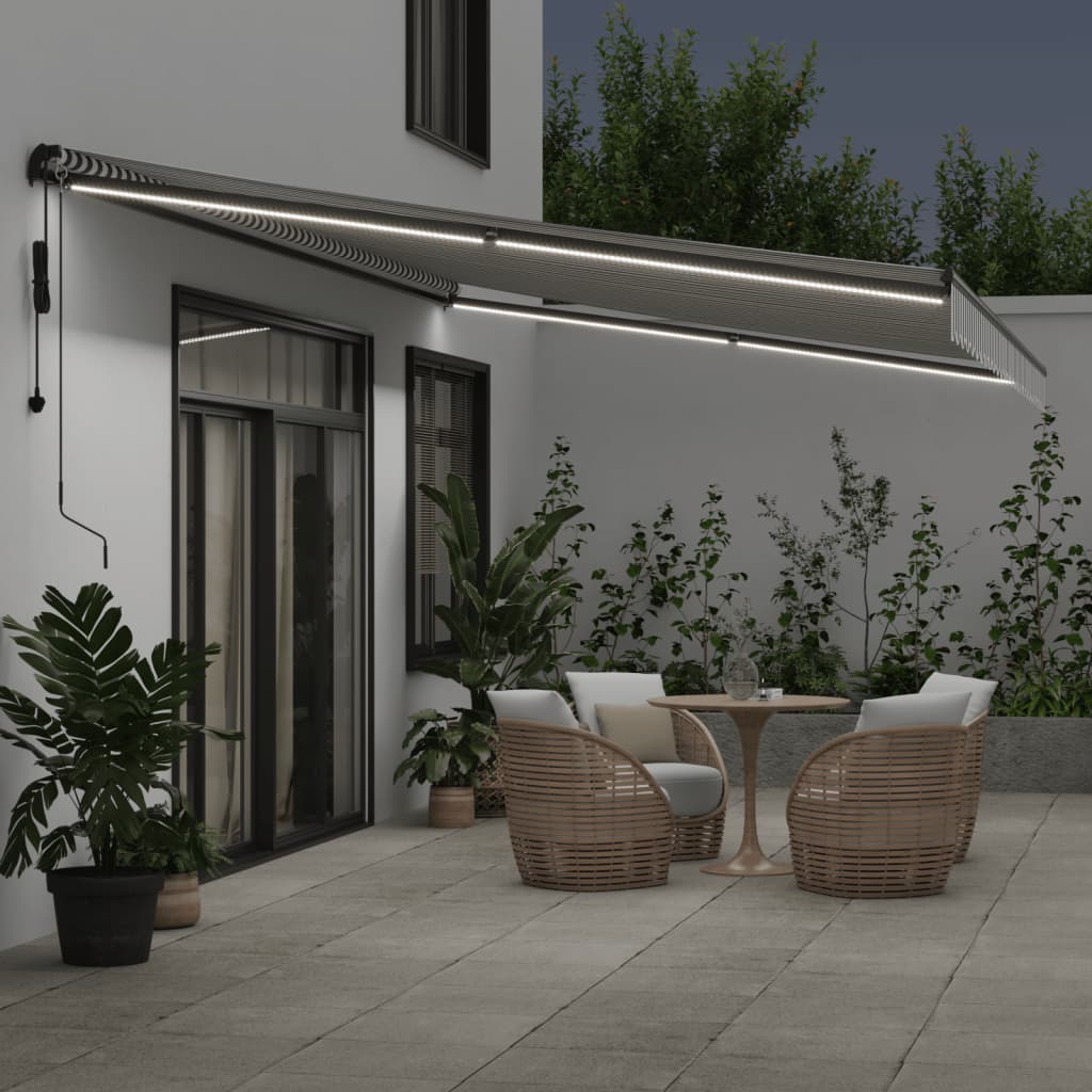 Tenda na automatsko uvlačenje LED antracit i bijela 600x350 cm