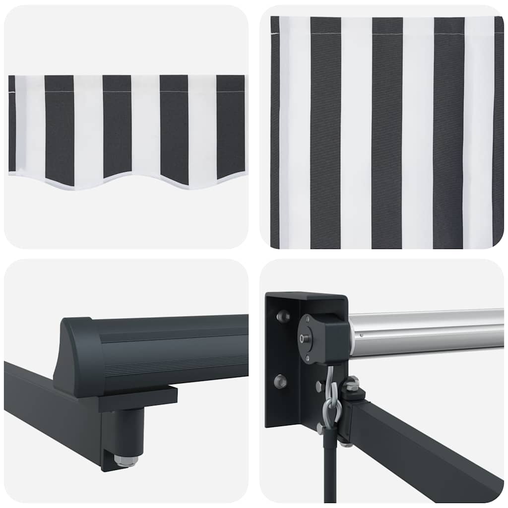 Tenda na uvlačenje antracit-bijela 4x3 m od tkanine i aluminija