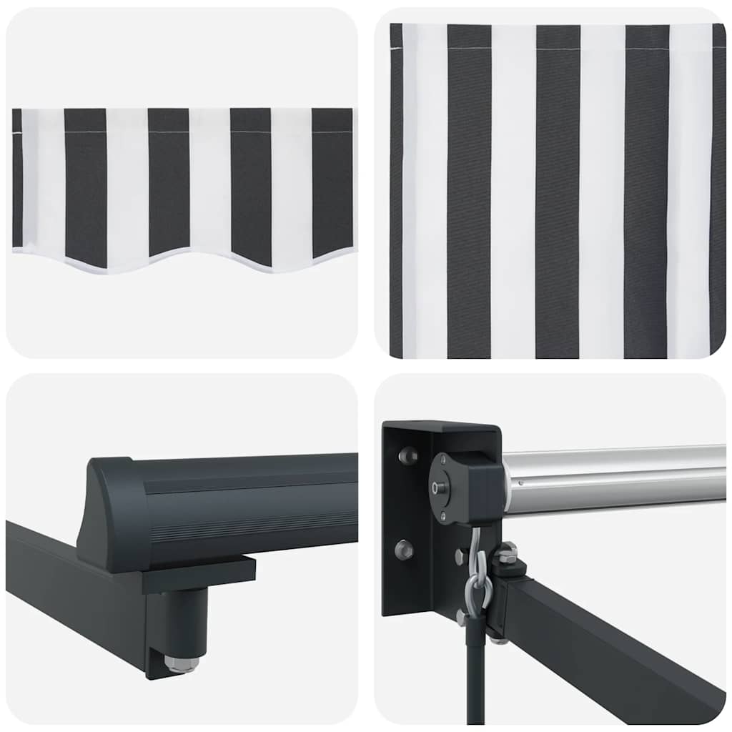 Tenda na uvlačenje antracit-bijela 5x3 m od tkanine i aluminija