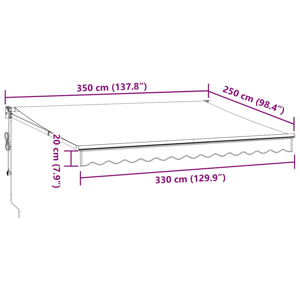Uvlačiva tenda antracit i bijela 3,5x2,5 m tkanina i aluminij