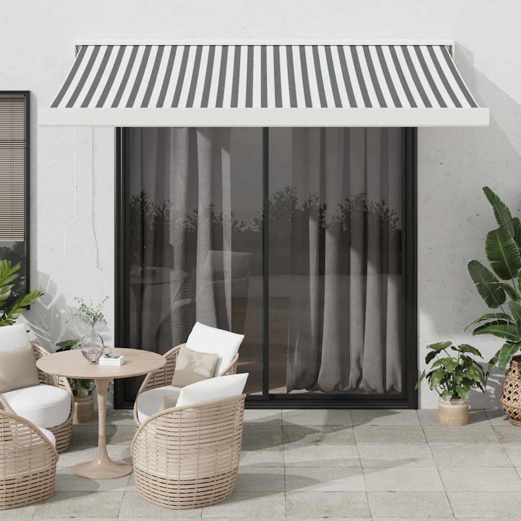 Tenda na uvlačenje antracit-bijela 3,5x2,5 m tkanina i aluminij