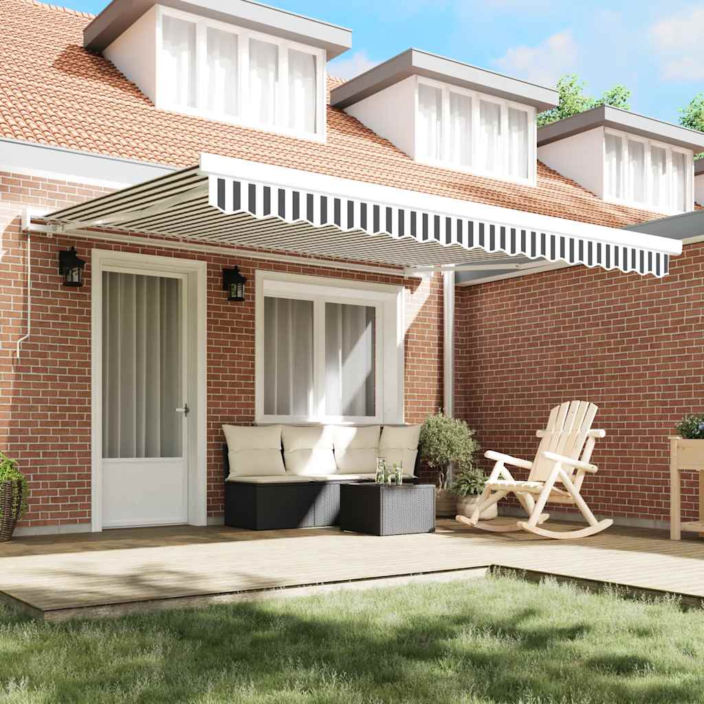 Tenda na uvlačenje antracit-bijela 4x3 m od tkanine i aluminija