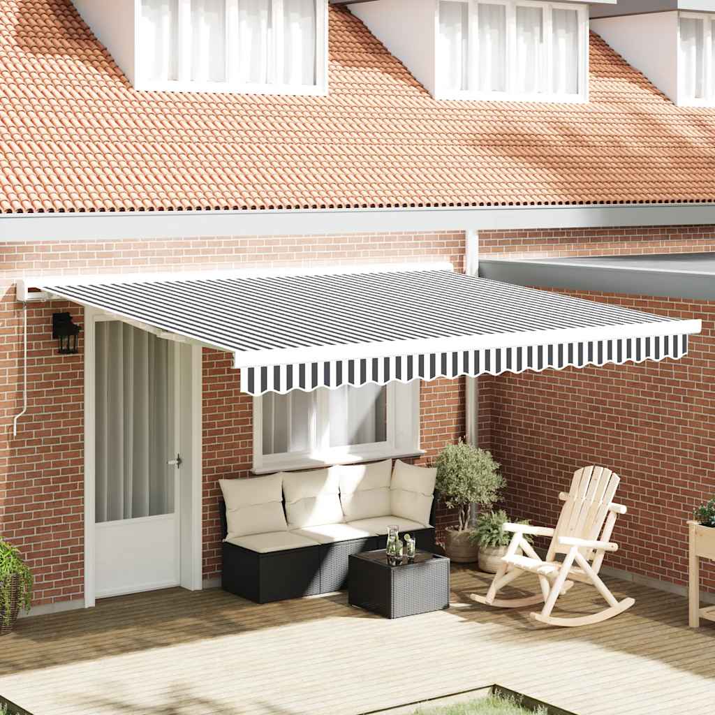 Tenda na uvlačenje antracit-bijela 4x3 m od tkanine i aluminija