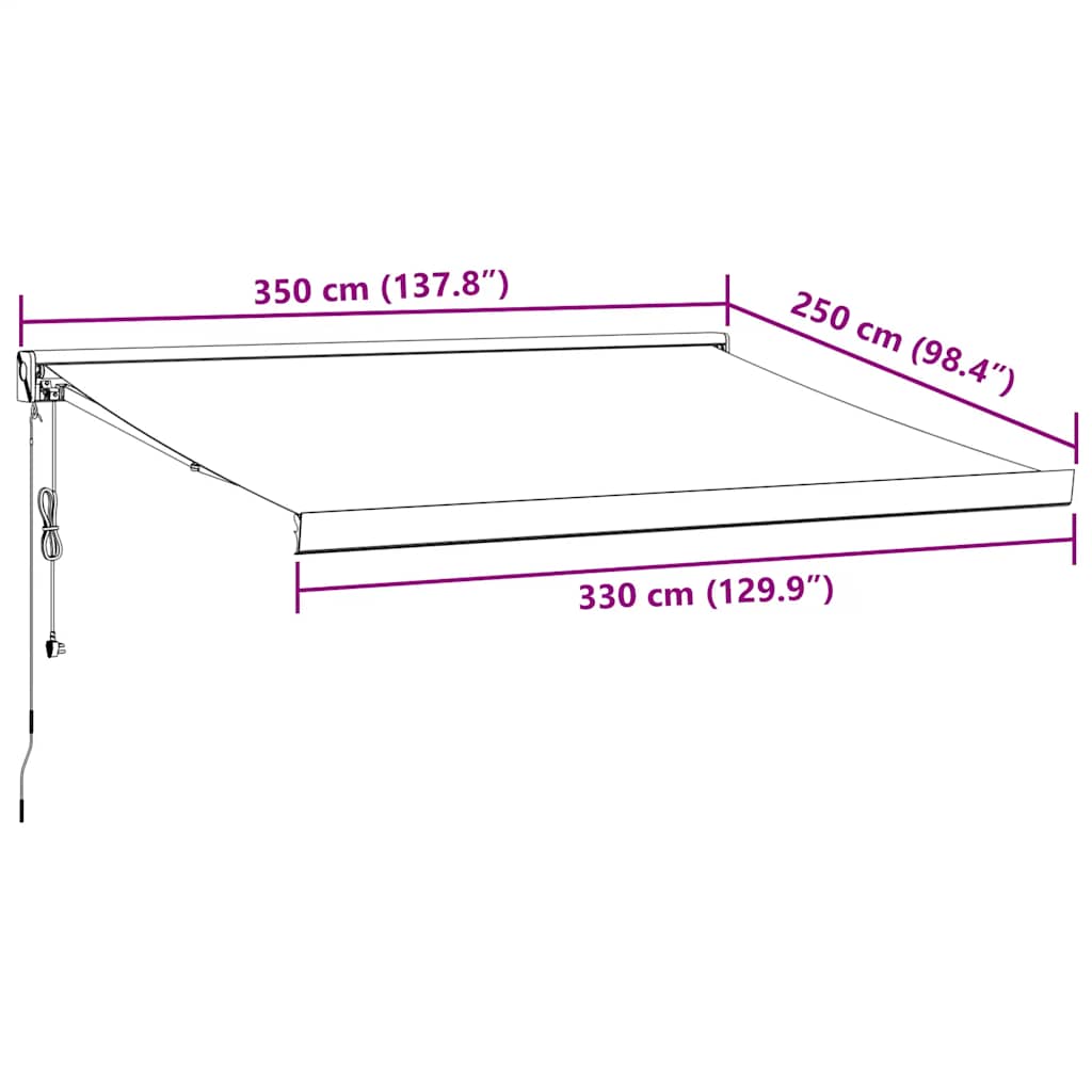 Tenda na uvlačenje antracit-bijela 3,5x2,5 m tkanina i aluminij