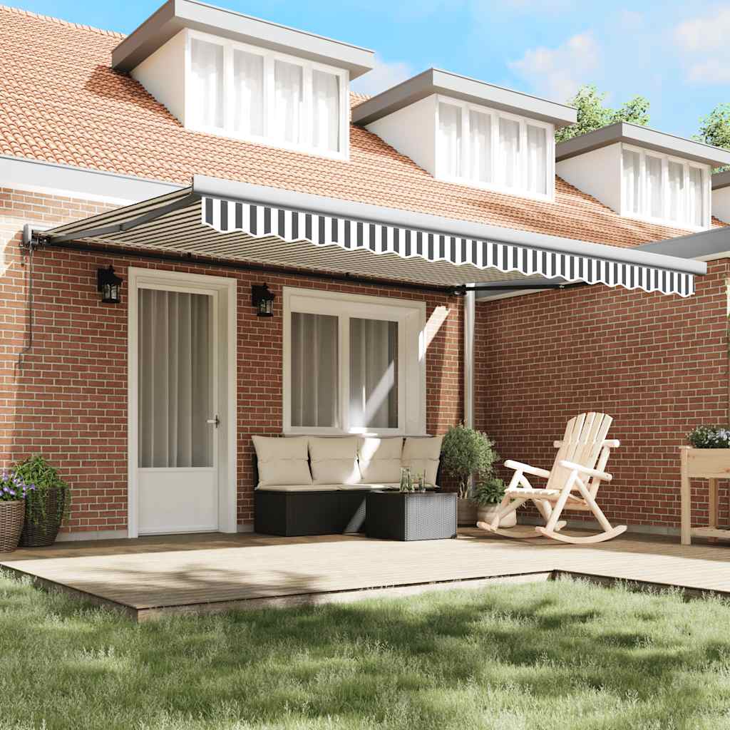 Tenda na uvlačenje antracit-bijela 4,5x3 m tkanina i aluminij
