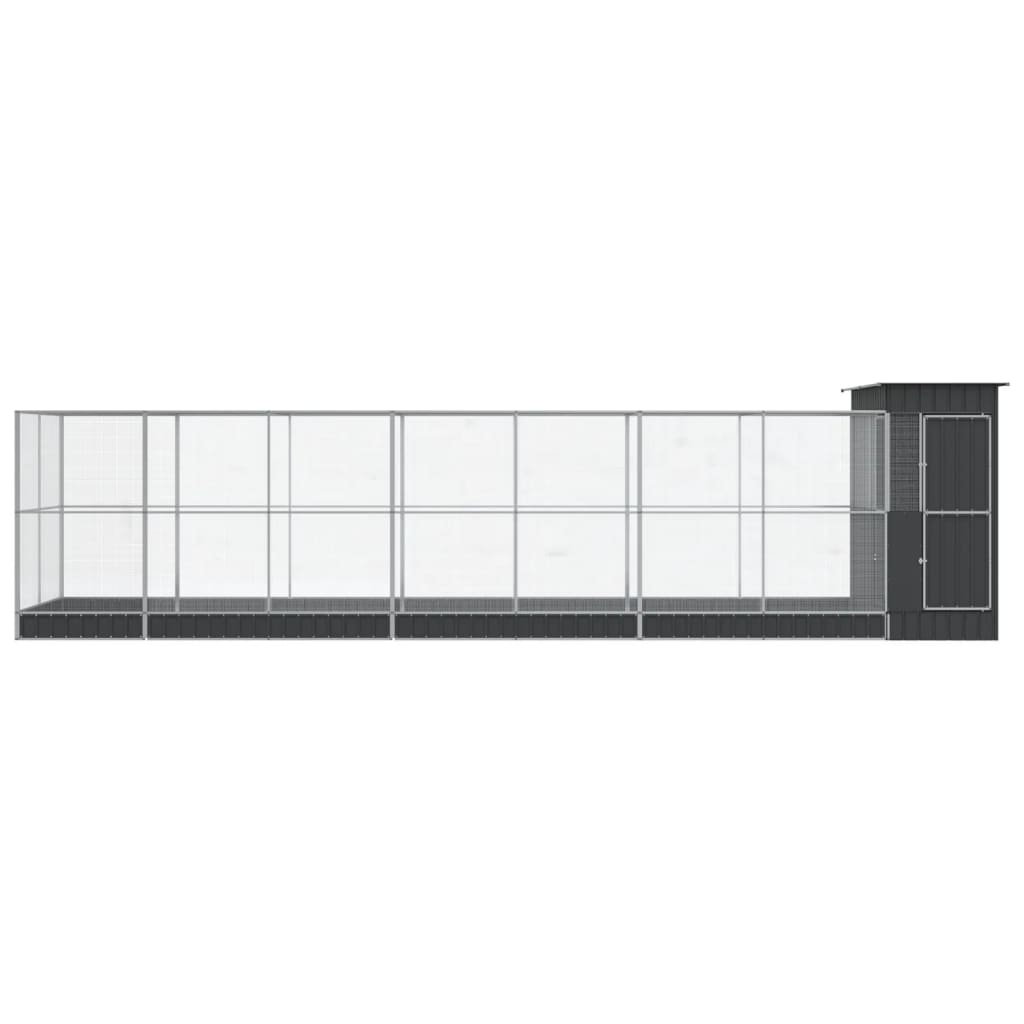 Kavez za ptice s produžetkom srebrni 830x203x216 cm čelični