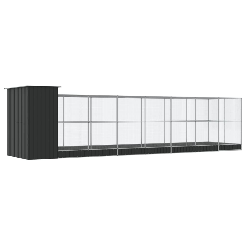Kavez za ptice s produžetkom srebrni 830x203x216 cm čelični