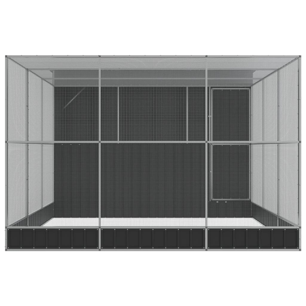 Kavez za ptice s produžetkom srebrni 497x303x216 cm čelični