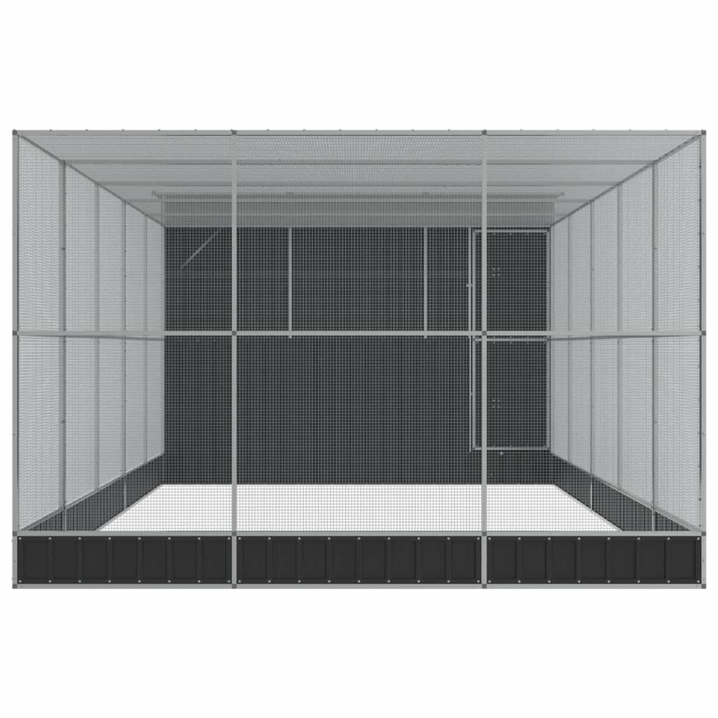 Kavez za ptice s produžetkom srebrni 704x303x216 cm čelični