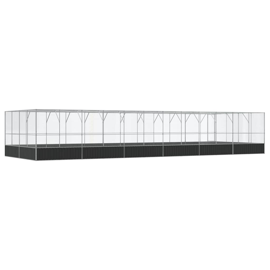 Kavez za ptice s produžetkom srebrni 1246x414x212 cm čelični