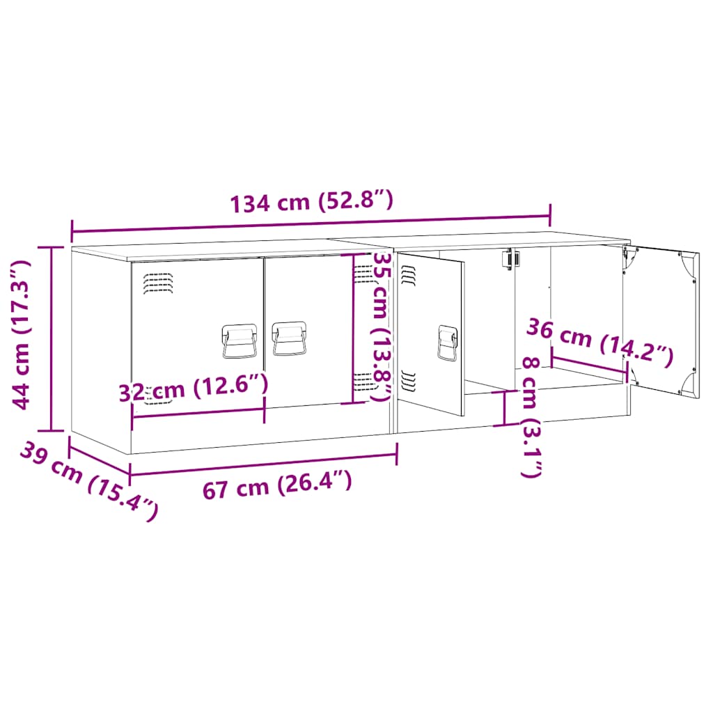 TV ormarići 2 kom boja senfa 67 x 39 x 44 cm čelični