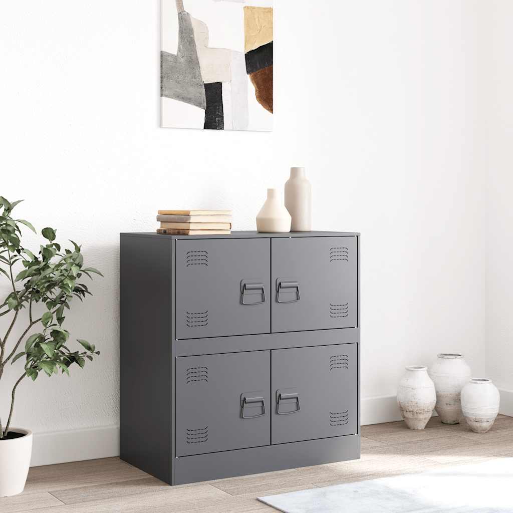 Komoda antracit 67 x 39 x 73 cm čelična