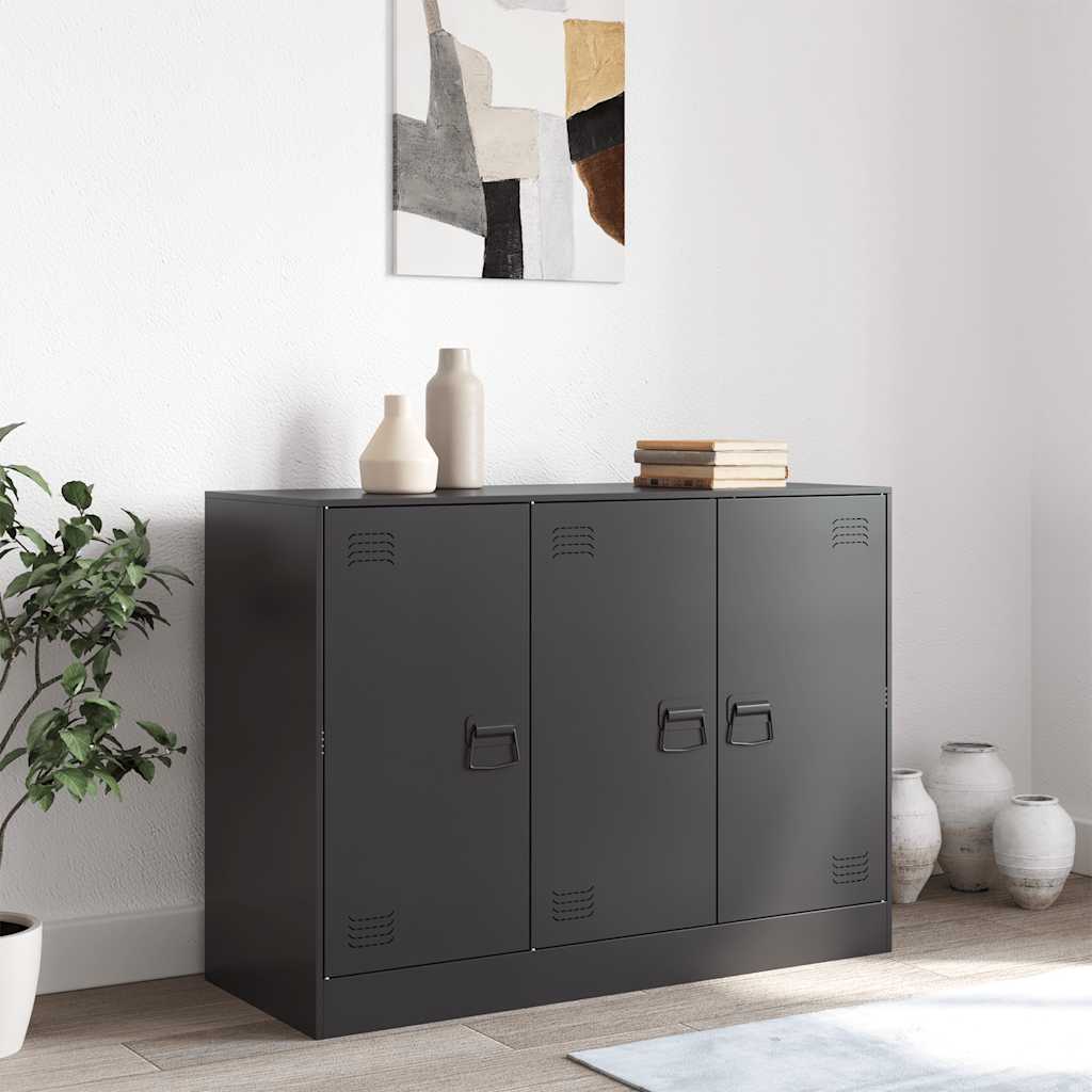 Komoda crna 99 x 39 x 73 cm čelična