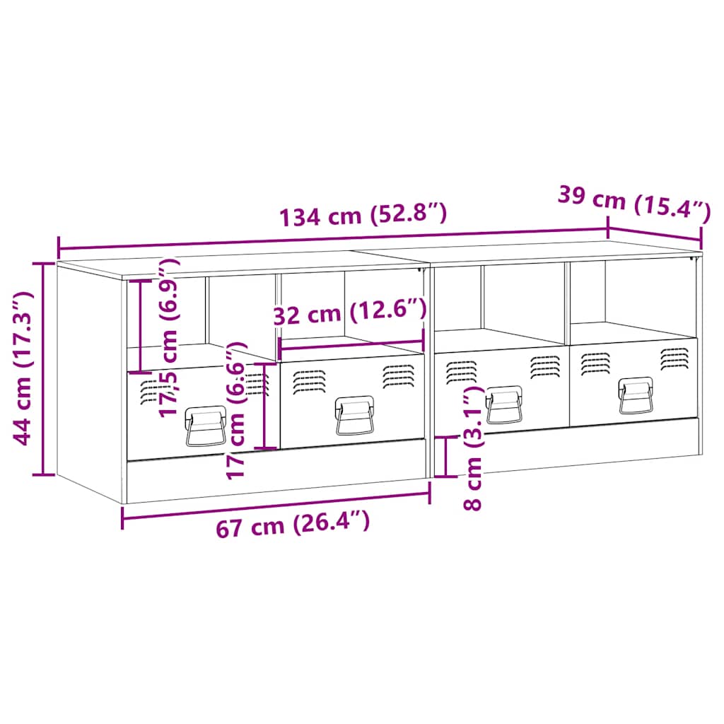 TV ormarići 2 kom maslinastozeleni 67 x 39 x 44 cm čelični