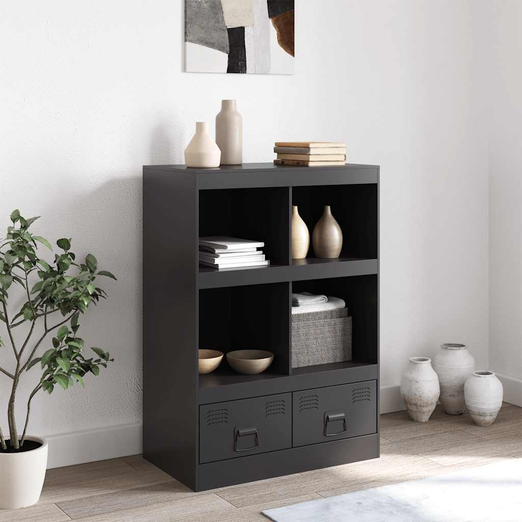 Visoka komoda crna 67 x 39 x 95 cm čelična
