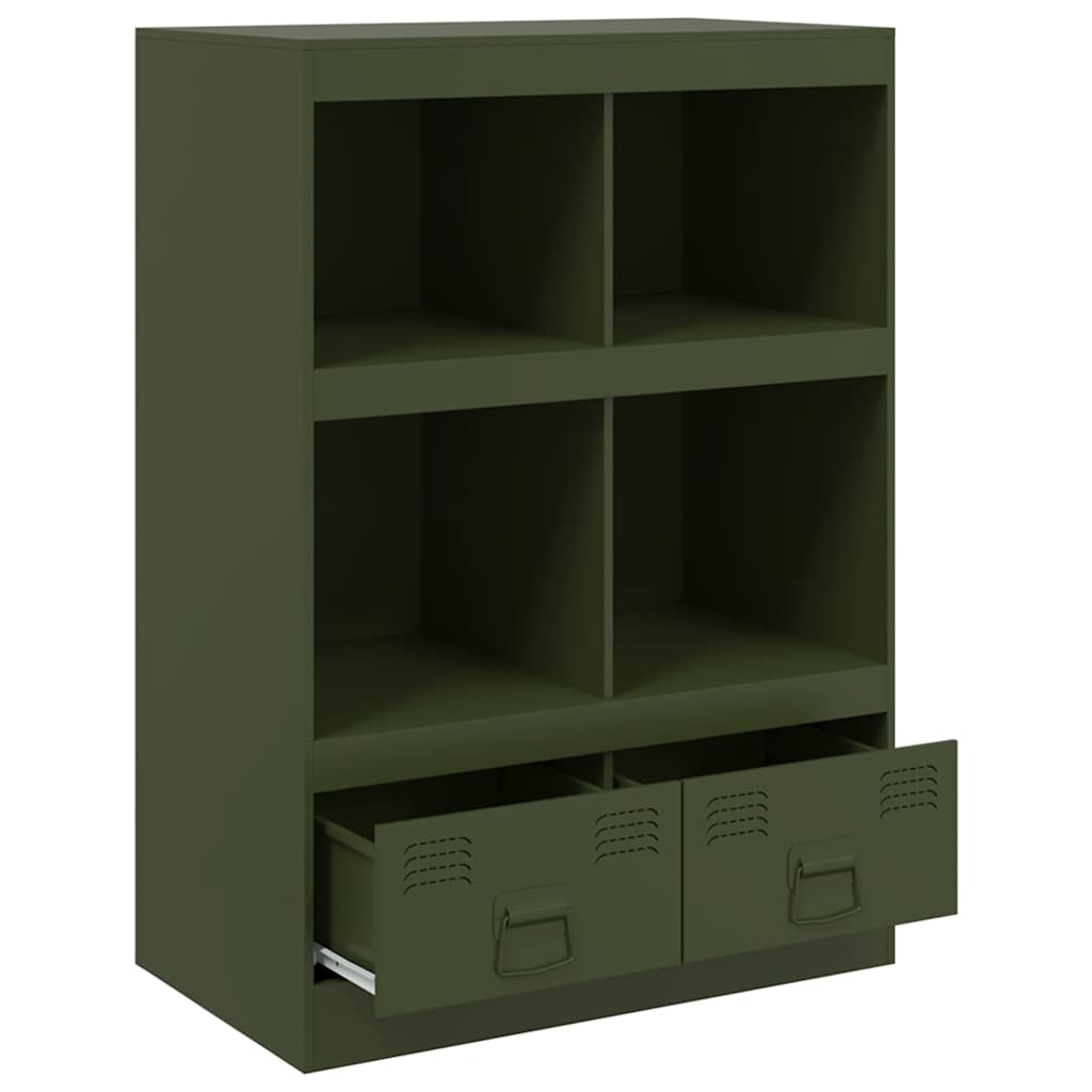 Visoka komoda maslinastozeleni 67 x 39 x 95 cm čelična