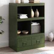 Visoka komoda maslinastozeleni 67 x 39 x 95 cm čelična