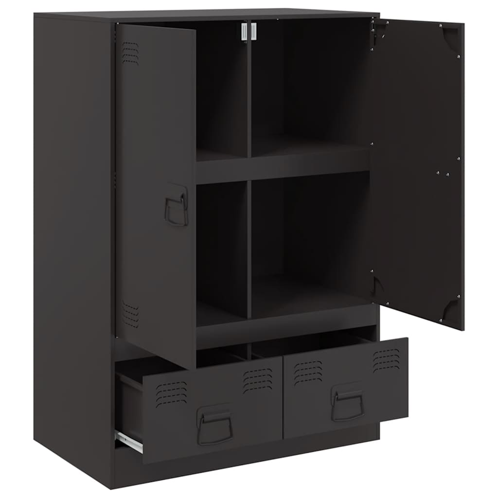 Visoka komoda crna 67 x 39 x 95 cm čelična