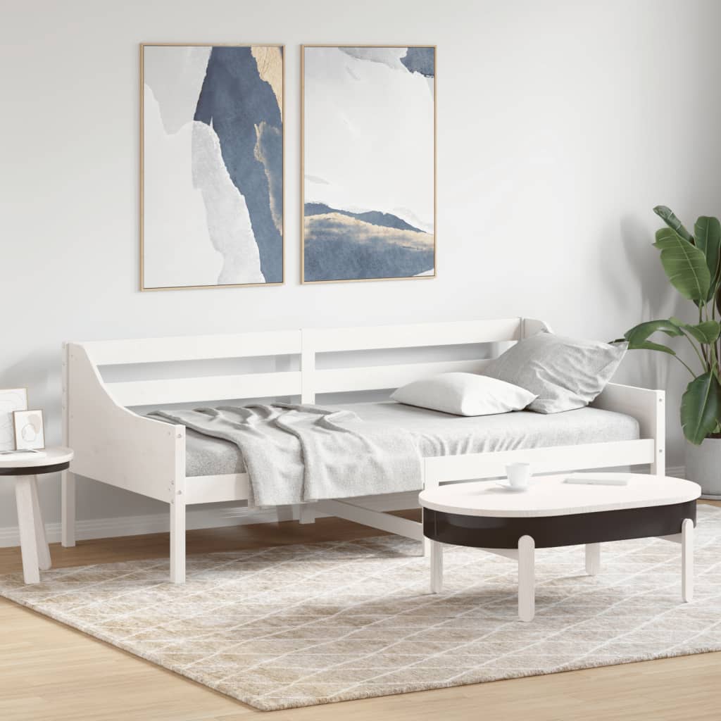 Dnevni krevet bez madraca bijeli 80 x 200 cm masivna borovina
