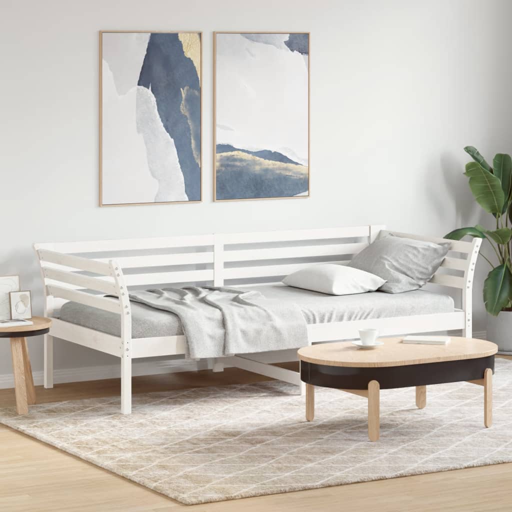 Dnevni krevet bez madraca bijeli 80 x 200 cm masivna borovina