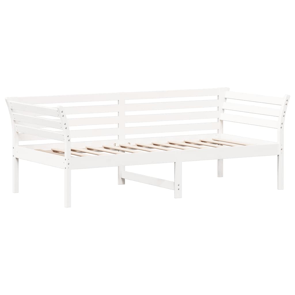 Dnevni krevet bez madraca bijeli 75x190 cm od masivne borovine