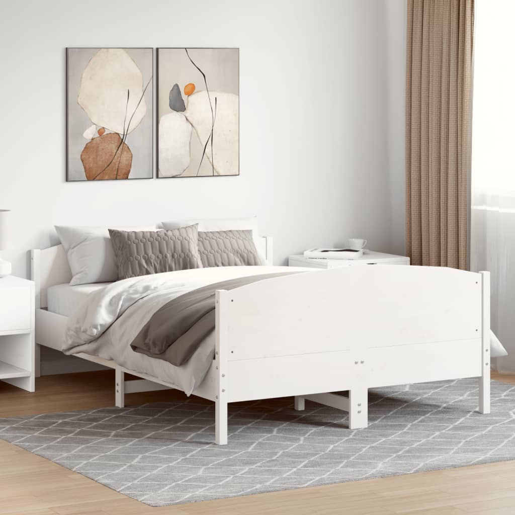 Okvir kreveta bez madraca bijeli 140x200 cm od masivne borovine