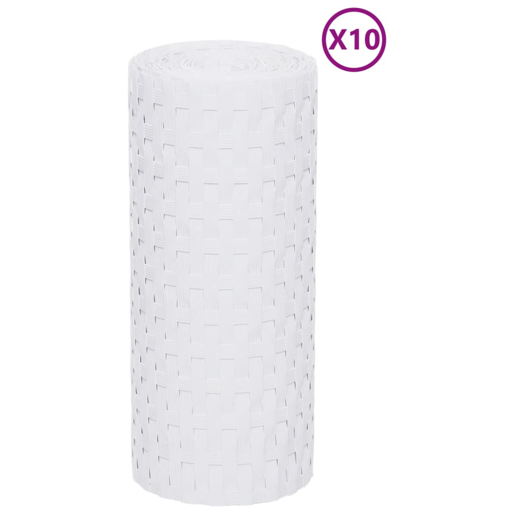 Balkonski zasloni 10 kom bijeli 255 x 19 cm od poliratana