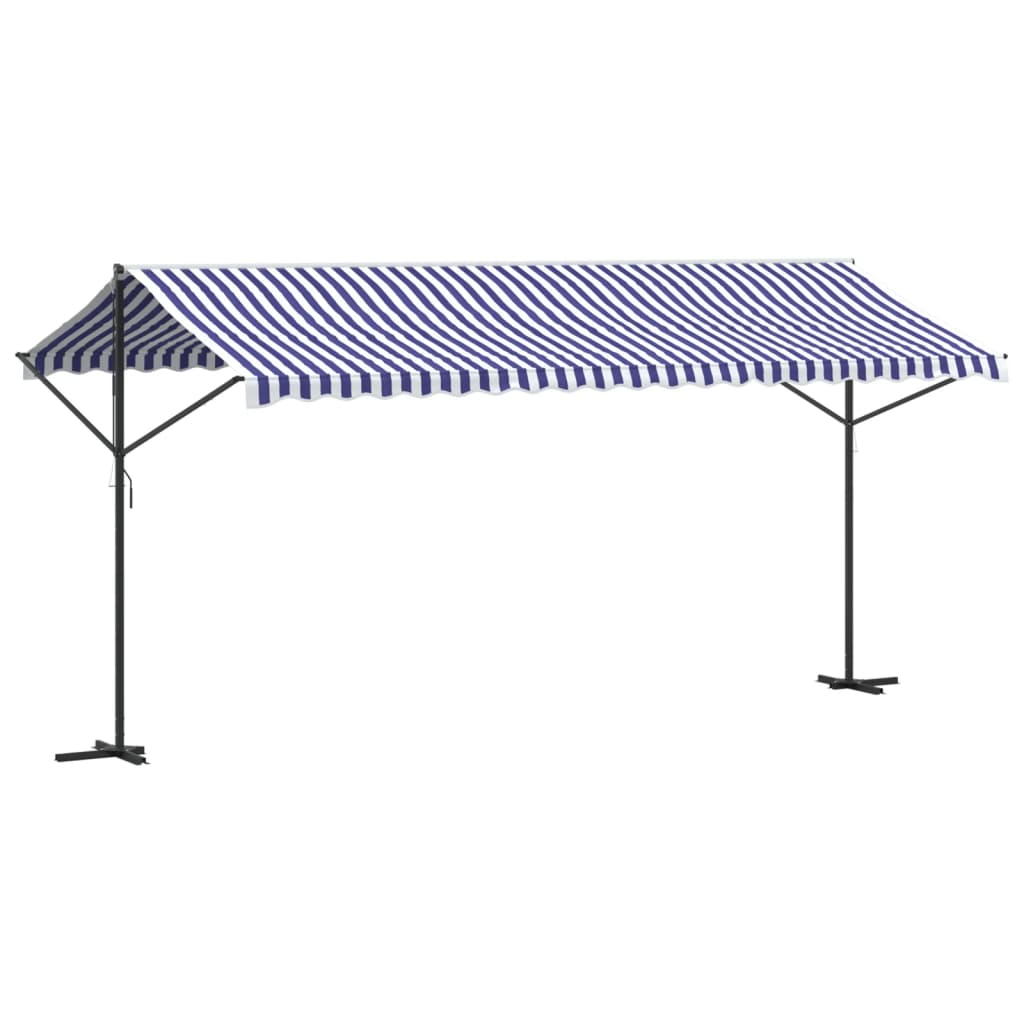 Samostojeća tenda plavo-bijela od tkanine i čelika 500 x 300 cm