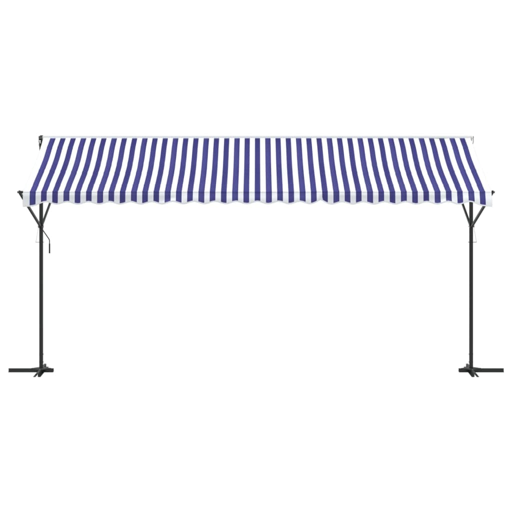 Samostojeća tenda plavo-bijela 500 x 300 cm od tkanine i čelika