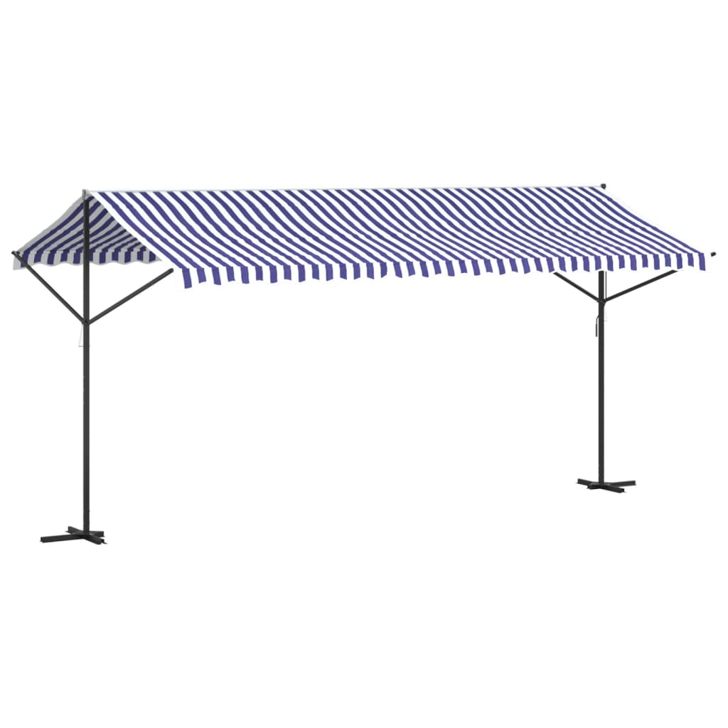 Samostojeća tenda plavo-bijela od tkanine i čelika 500 x 300 cm