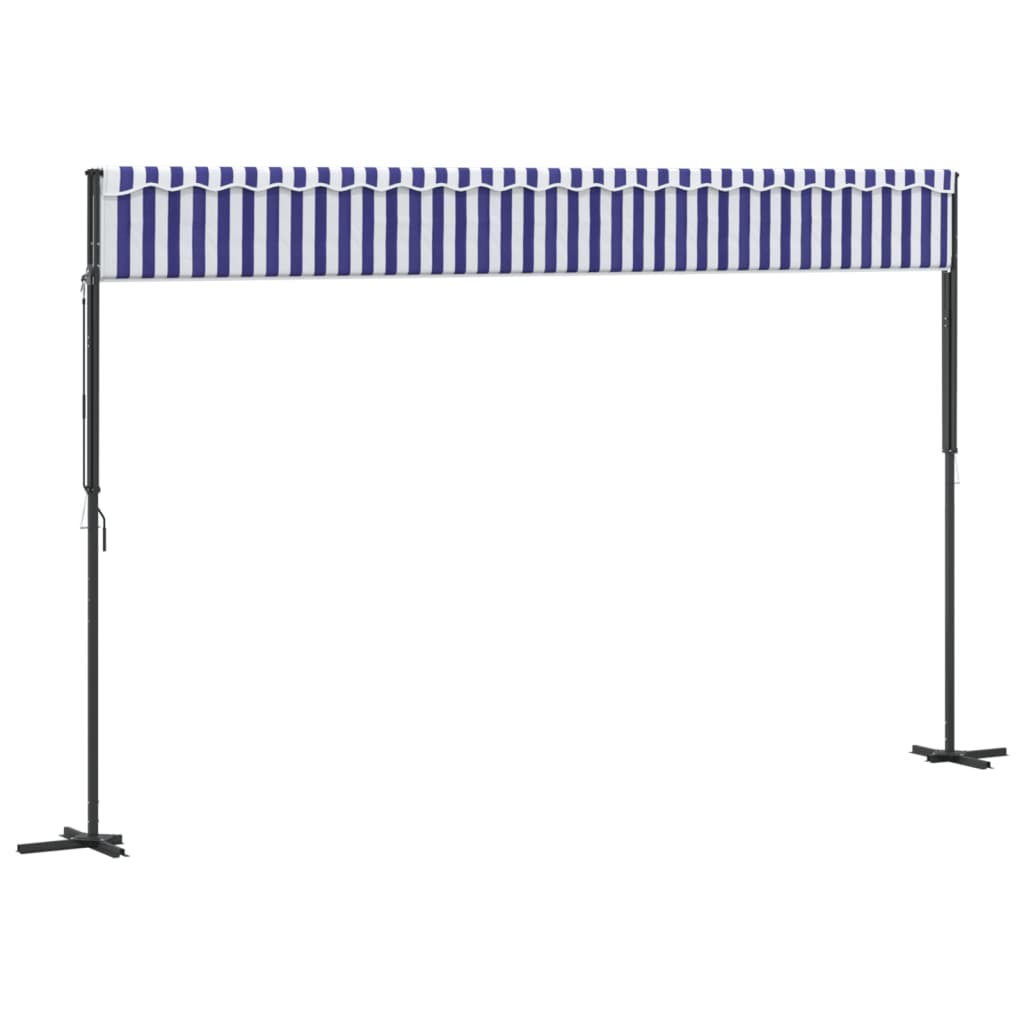 Samostojeća tenda plavo-bijela 500 x 300 cm od tkanine i čelika