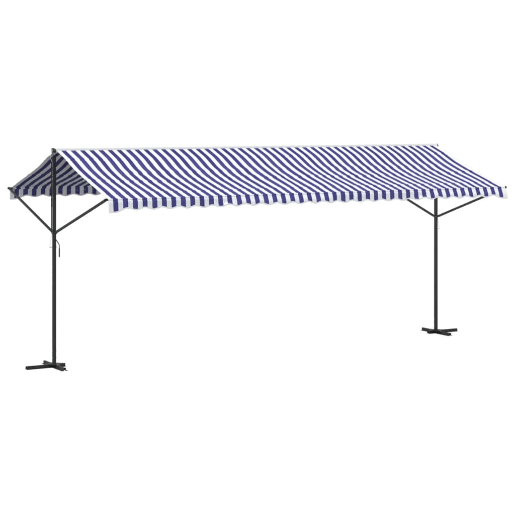 Samostojeća tenda plavo-bijela od tkanine i čelika 600 x 300 cm