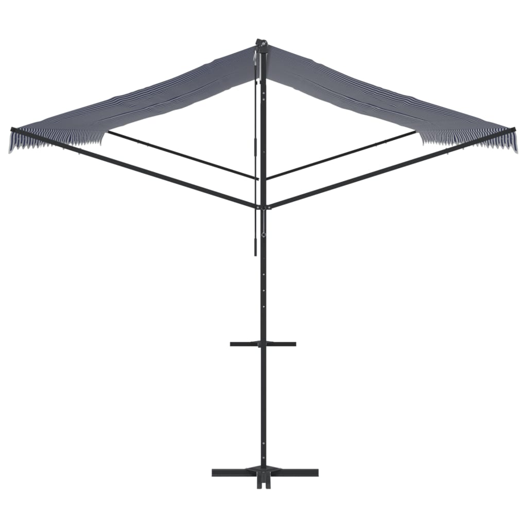 Samostojeća tenda plavo-bijela od tkanine i čelika 600 x 300 cm