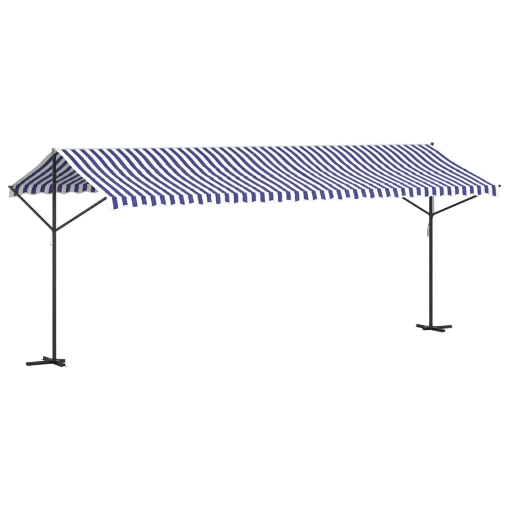 Samostojeća tenda plavo-bijela od tkanine i čelika 600 x 300 cm
