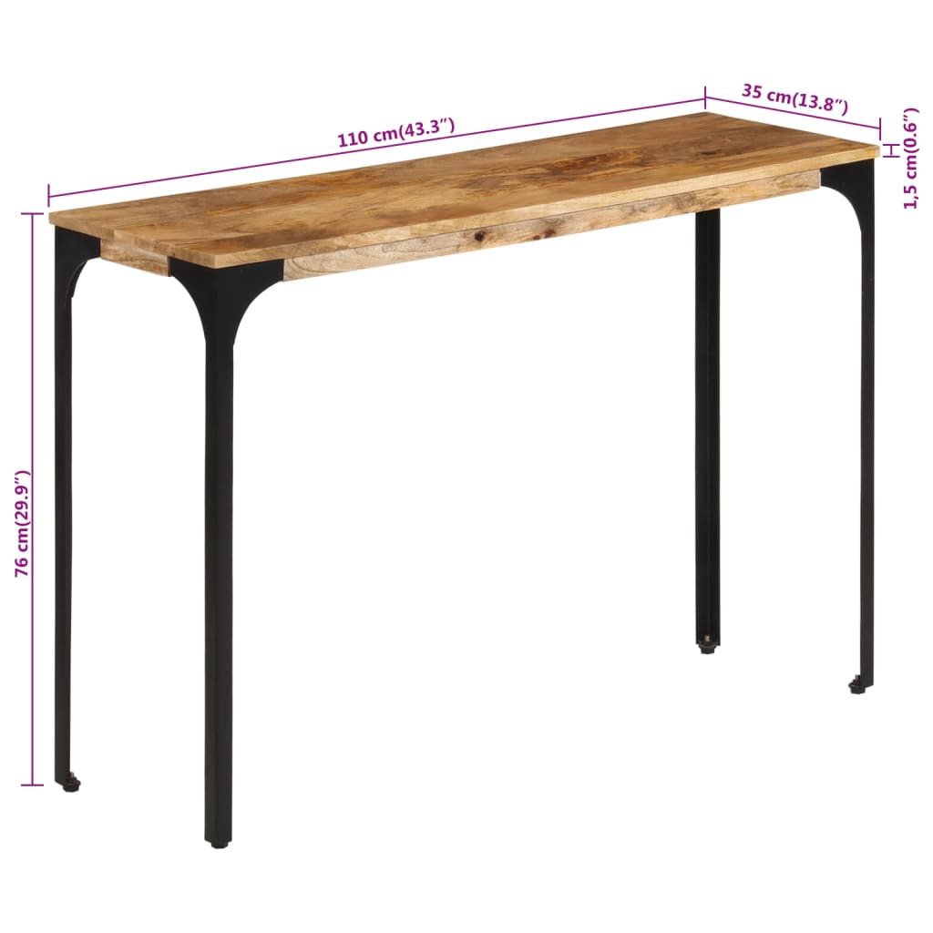 Konzolni stol smeđi 110x35x76cm od masivno drvo manga i željezo