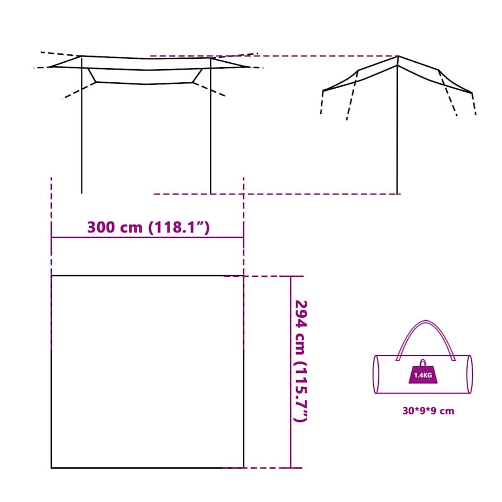 Cerada za kampiranje zelena 300 x 294 cm vodootporna