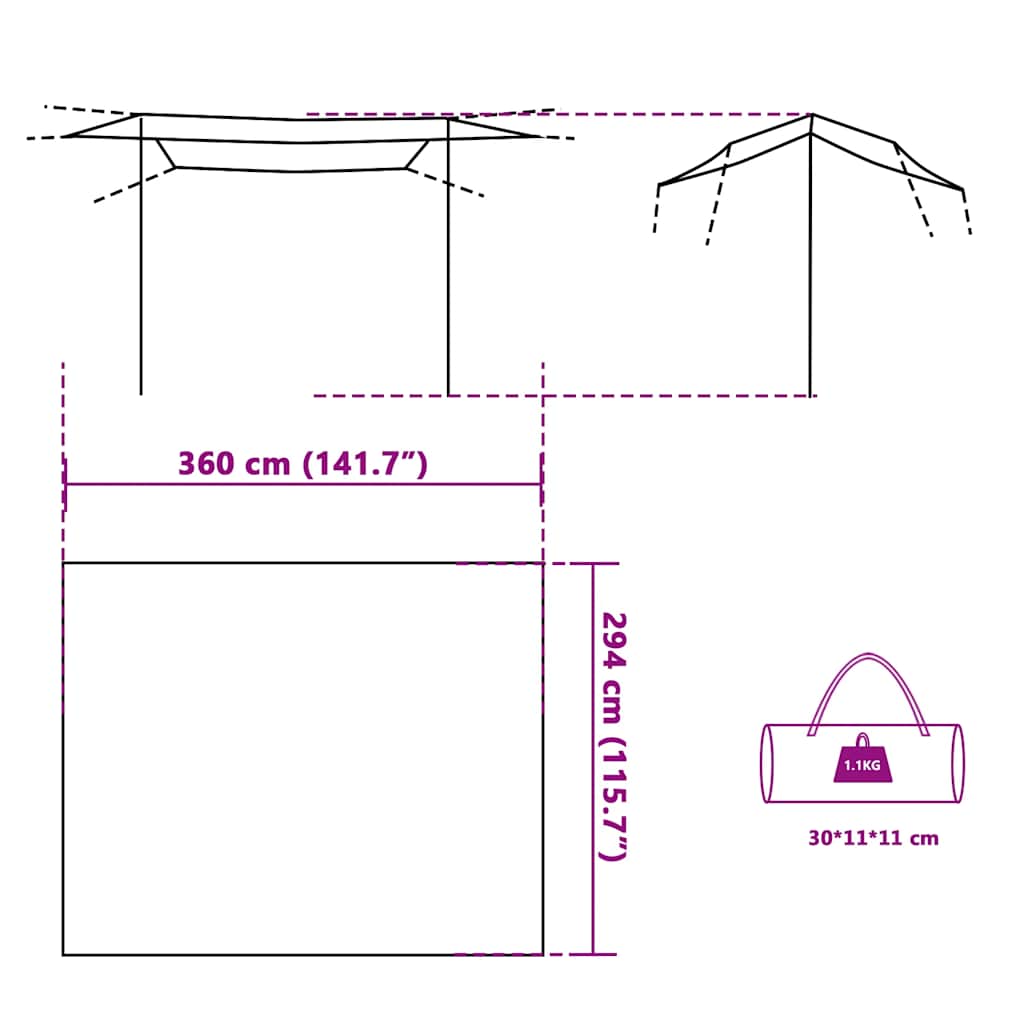 Cerada za kampiranje plava 360 x 294 cm vodootporna