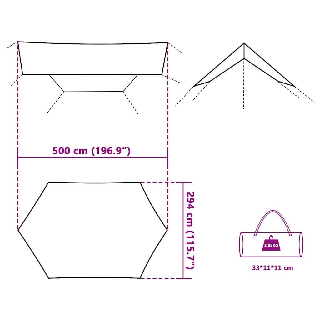 Cerada za kampiranje plava 500 x 294 cm vodootporna