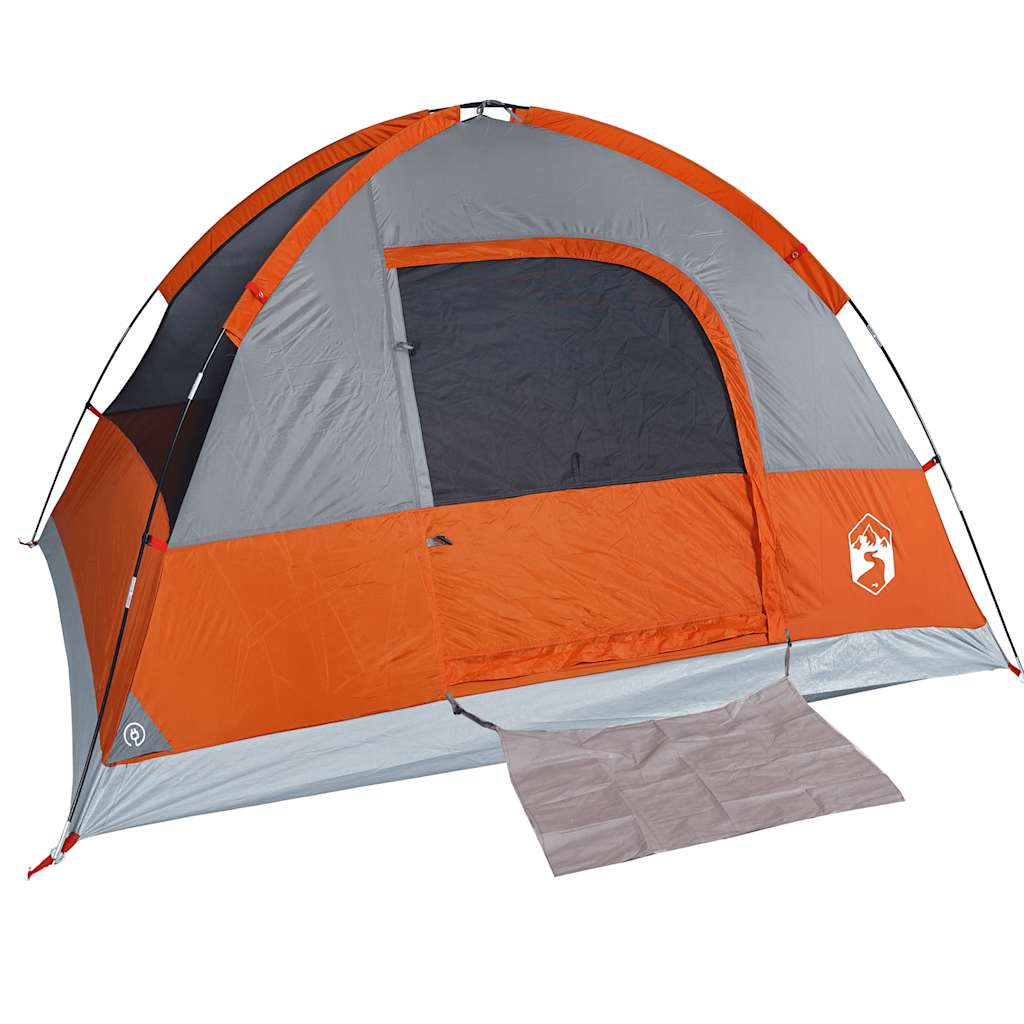 Kupolasti šator za kampiranje za 3 osobe sivi i narančasti vodootporni