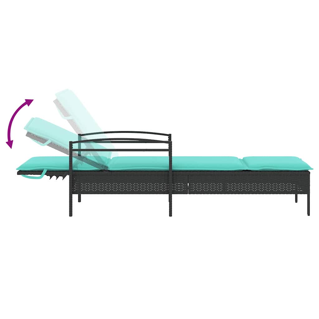 | Ležaljka | s jastukom 1-osoba Crna 63 x 200 x 81 cm poliratan