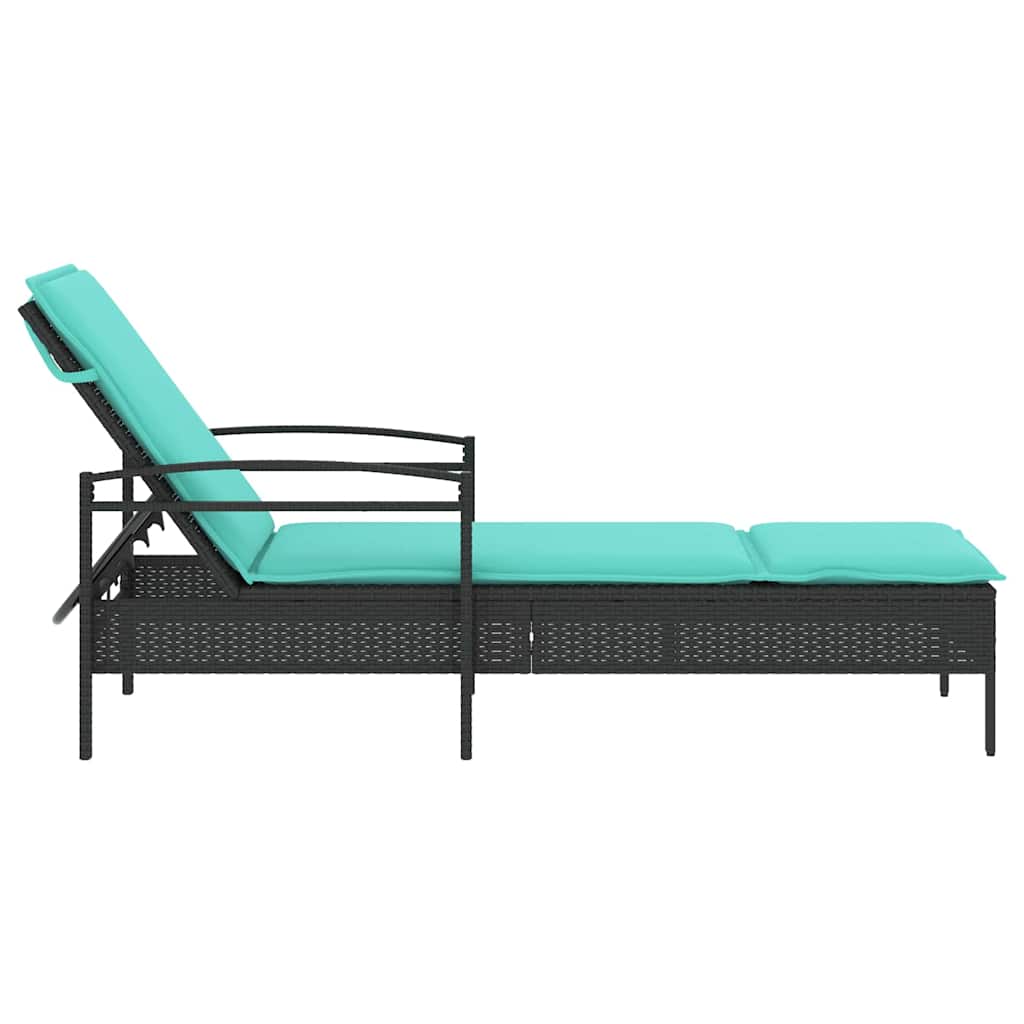 | Ležaljka | s jastukom 1-osoba Crna 63 x 200 x 81 cm poliratan