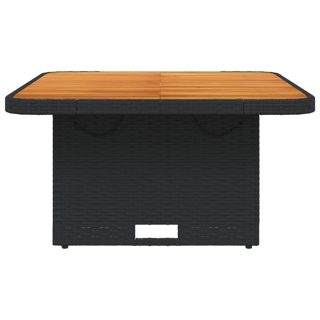 Vrtni stol crni 80 x 80 x 71 cm od poliratana i bagremovog drva
