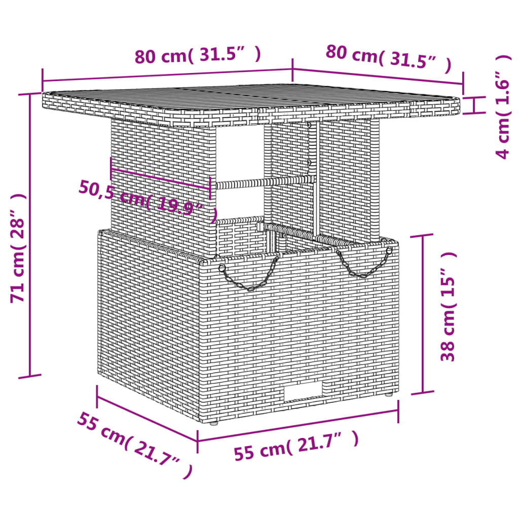 Vrtni stol sivi 80 x 80 x 71 cm od poliratana i bagremovog drva