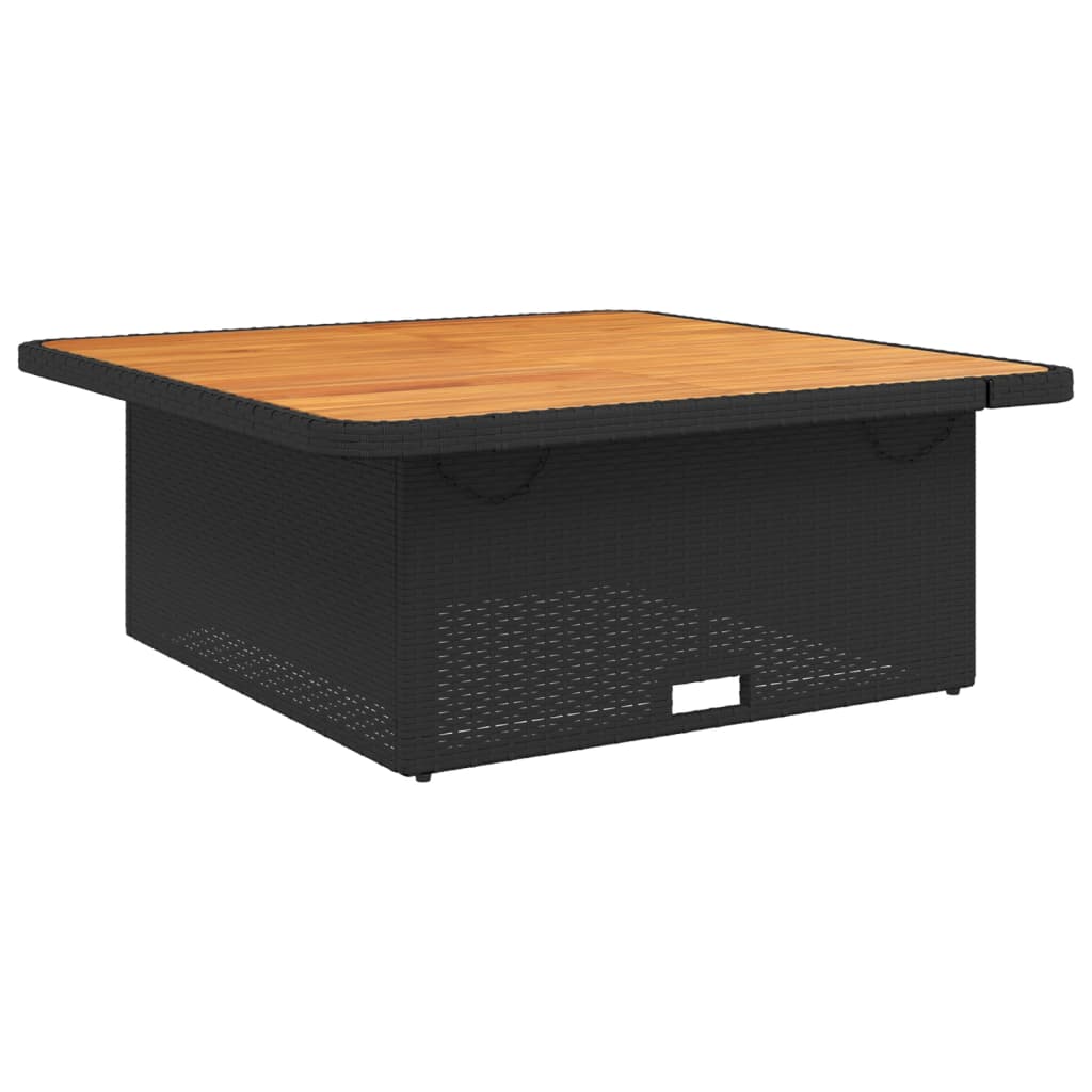 Vrtni stol crni 110 x 110 x 71 cm poliratan i bagremovo drvo