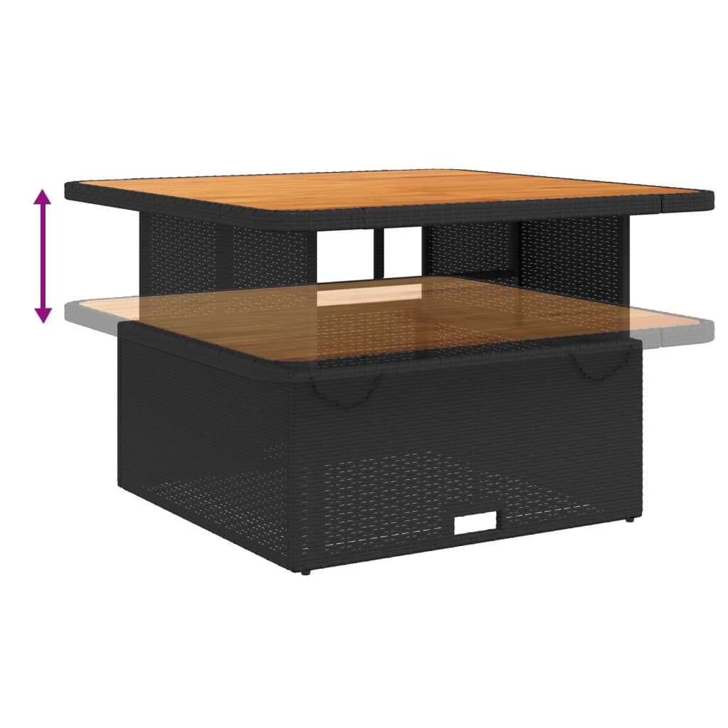 Vrtni stol crni 110 x 110 x 71 cm poliratan i bagremovo drvo